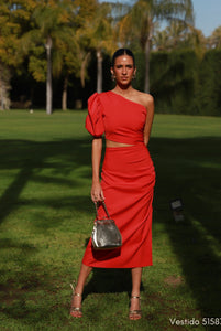 VESTIDO LEILA ROJO ASIMÉTRICO CUT-OUT