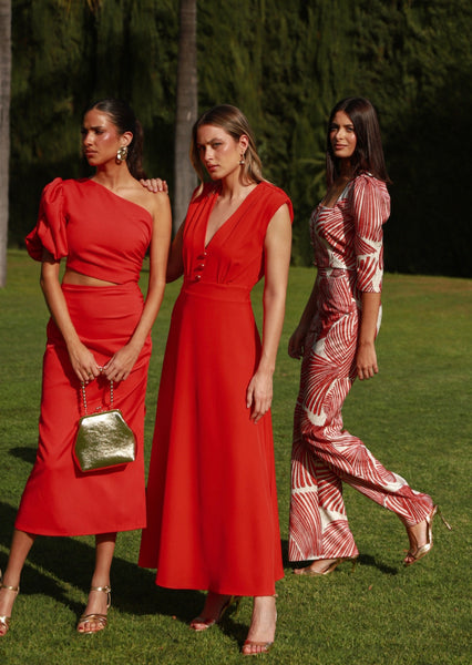 VESTIDO LEILA ROJO ASIMÉTRICO CUT-OUT