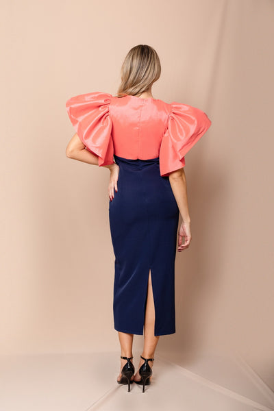 VESTIDO MAXI MANGAS TAFETA LATIKA