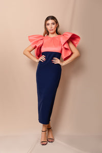 VESTIDO MAXI MANGAS TAFETA LATIKA