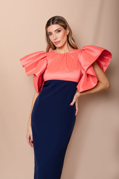 VESTIDO MAXI MANGAS TAFETA LATIKA